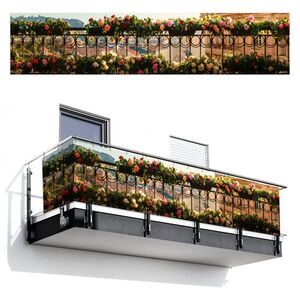 MuchoWow BALKONOVÁ ZÁSTĚNA Květiny - Plot - Krajina města - Léto 500x110 cm obraz