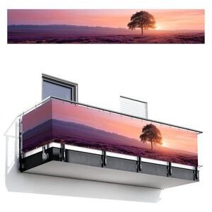 MuchoWow BALKONOVÁ ZÁSTĚNA Strom - vřes - východ slunce 500x90 cm obraz