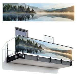 MuchoWow BALKONOVÁ ZÁSTĚNA Jezero - Mlha - Hory - Krajina 500x120 cm obraz