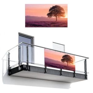 MuchoWow BALKONOVÁ ZÁSTĚNA Strom - vřes - východ slunce 200x110 cm obraz