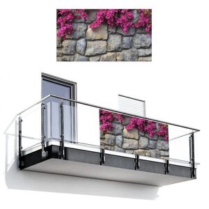 MuchoWow BALKONOVÁ ZÁSTĚNA Bougainvillea - Kamenná zeď - růžová 200x110 cm obraz