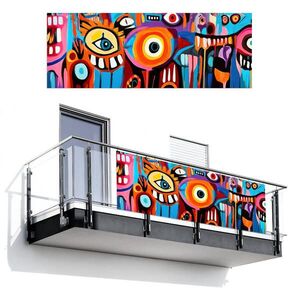 MuchoWow BALKONOVÁ ZÁSTĚNA Abstraktní - Obličej - Barevné 300x110 cm obraz