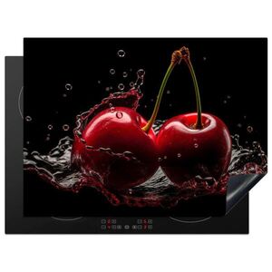 MuchoWow KRYT NA INDUKČNÍ DESKU Třešeň - červená - ovoce - voda - černá 70x52 cm obraz