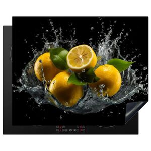 MuchoWow KRYT NA INDUKČNÍ DESKU Citron - Ovoce - Žlutá - Černá 65x52 cm obraz