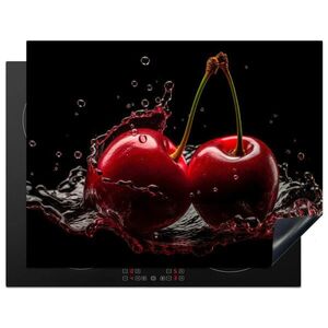 MuchoWow KRYT NA INDUKČNÍ DESKU Třešeň - červená - ovoce - voda - černá 77x59 cm obraz