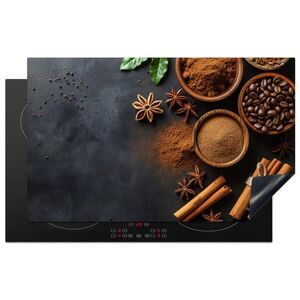 MuchoWow KRYT NA INDUKČNÍ DESKU Skořice - Beton - Káva - Skořicové tyčinky - Koření 85x52 cm obraz