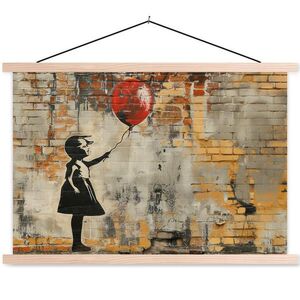 MuchoWow PLAKÁT S MAGNETICKOU LIŠTOU Graffiti - Banksy - Dívka - Street art 90x60 cm obraz