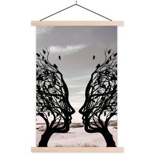 MuchoWow PLAKÁT S MAGNETICKOU LIŠTOU Pláž - Moře - Lidé - Strom - Moderní umění 60x90 cm obraz
