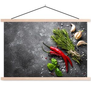MuchoWow PLAKÁT S MAGNETICKOU LIŠTOU Pepř - Bylinky - Koření - Beton 90x60 cm obraz