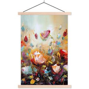 MuchoWow PLAKÁT S MAGNETICKOU LIŠTOU Květiny - Umění - Příroda - Olejomalba 60x90 cm obraz