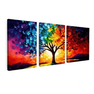 MuchoWow OBRAZ NA PLÁTNĚ 3dílná sada Strom - barevný - vzhled barvy - abstraktní 90x40 cm obraz