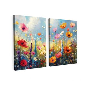 MuchoWow OBRAZ NA PLÁTNĚ 2dílná sada Květiny - Jaro - Barevné - Letní 60x40 cm obraz