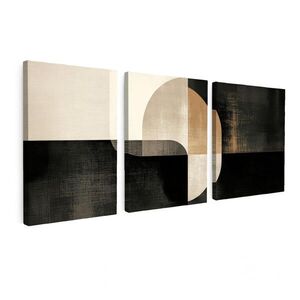 MuchoWow OBRAZ NA PLÁTNĚ 3dílná sada Tvary - abstraktní - zlaté 90x40 cm obraz