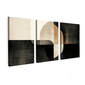 MuchoWow OBRAZ NA PLÁTNĚ 3dílná sada Tvary - abstraktní - zlaté 120x60 cm obraz