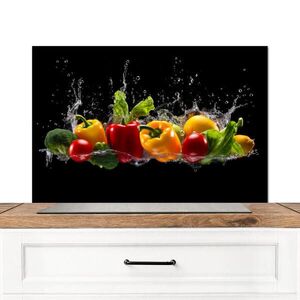 MuchoWow KUCHYŇSKÁ ZÁSTĚNA Sladká paprika - Vodní - Zeleninová - Černá 80x55 cm obraz