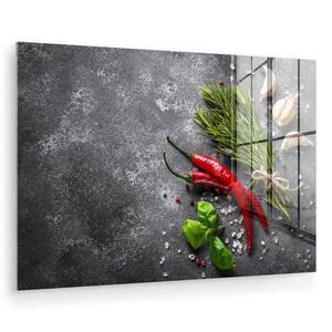 MuchoWow OBRAZ NA AKRYLOVÉM SKLE Pepř - Bylinky - Koření - Beton 90x60 cm obraz