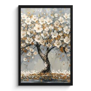 MuchoWow PLAKÁT V RÁMU Strom - Květiny - Bílá - Příroda - Umění 40x60 cm obraz