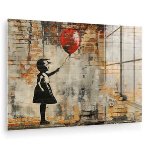 MuchoWow OBRAZ NA AKRYLOVÉM SKLE Graffiti - Banksy - Dívka - Street art 60x40 cm obraz