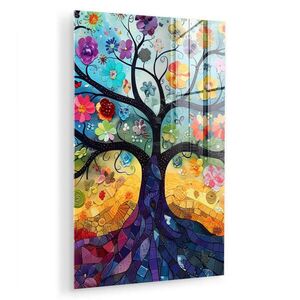 MuchoWow OBRAZ NA AKRYLOVÉM SKLE Umění - Strom života - Květiny - Hippie 40x60 cm obraz