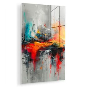 MuchoWow OBRAZ NA AKRYLOVÉM SKLE Moderní umění - Oranžová - Šedá - Abstraktní 40x60 cm obraz