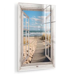 MuchoWow OBRAZ NA AKRYLOVÉM SKLE Okno - Moře - Pobřeží - Příroda - výhled - Pláž - Waddenské moře 40x60 cm obraz