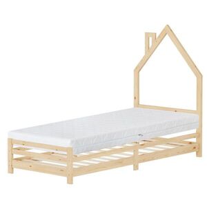 ML-DESIGN DĚTSKÁ postýlka Dům 90x200 cm s matrací z přírodního borového dřeva obraz