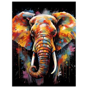 MuchoWow PLAKÁT Slon - Graffiti - Černá - Zvířata - Barvy 60x80 cm obraz
