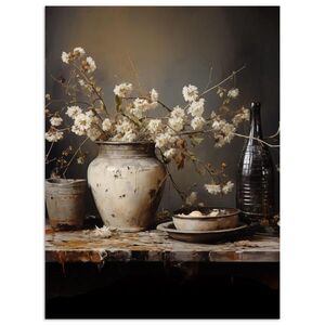 MuchoWow PLAKÁT Zátiší - Květiny - Kytice - Váza - Víno 30x40 cm obraz