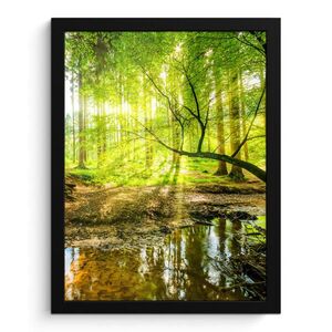 MuchoWow PLAKÁT V RÁMU Les - Krajina - Voda - Stromy - Slunce - Zeleň - Příroda 30x40 cm obraz