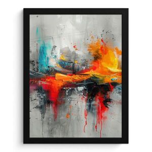 MuchoWow PLAKÁT V RÁMU Moderní umění - Oranžová - Šedá - Abstraktní 30x40 cm obraz