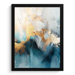 MuchoWow PLAKÁT V RÁMU Abstraktní - umění - zlatá - modrá 30x40 cm obraz