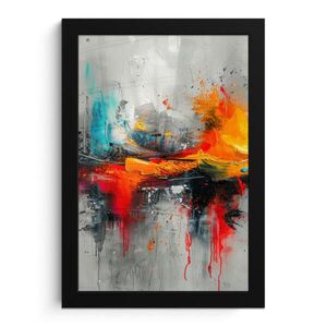 MuchoWow PLAKÁT V RÁMU Moderní umění - Oranžová - Šedá - Abstraktní 20x30 cm obraz