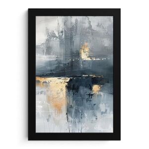 MuchoWow PLAKÁT V RÁMU Umění - šedá - zlatá - abstraktní 20x30 cm obraz