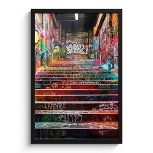 MuchoWow PLAKÁT V RÁMU Schody - Graffiti - Barvy - Umění 40x60 cm obraz