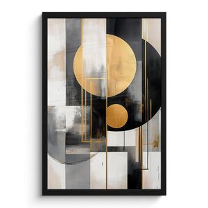 MuchoWow PLAKÁT V RÁMU Abstraktní - Zlato - Stříbro - Tvary - Estetické - Moderní 40x60 cm obraz