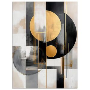 MuchoWow PLAKÁT Abstraktní - Zlato - Stříbro - Tvary - Estetické - Moderní 60x80 cm obraz