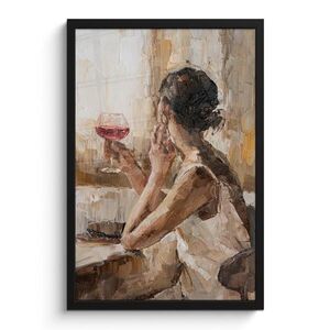 MuchoWow PLAKÁT V RÁMU Olejomalba - Žena - Víno 40x60 cm obraz