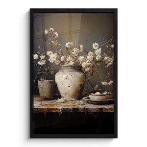 MuchoWow PLAKÁT V RÁMU Zátiší - Květiny - Kytice - Váza - Víno 40x60 cm obraz