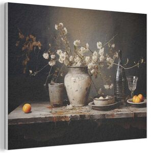 MuchoWow AKUSTICKÝ obraz Zátiší - Květiny - Kytice - Váza - Víno 80x60 cm obraz