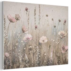 MuchoWow AKUSTICKÝ obraz Květiny - růžová - moderní - béžová 80x60 cm obraz
