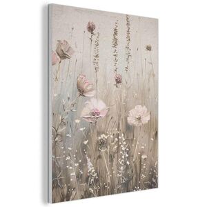 MuchoWow AKUSTICKÝ obraz Květiny - růžová - moderní - béžová 60x80 cm obraz