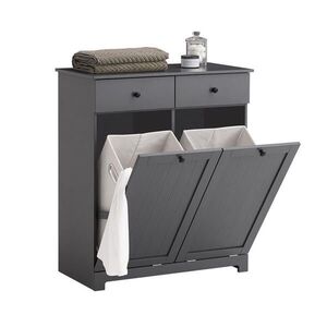 SoBuy KOUPELNOVÁ skříňka se dvěma zásuvkami a košem na prádlo 78x38x90cm Moderní obraz