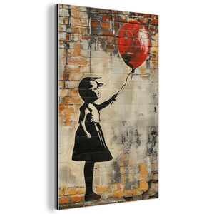 MuchoWow KOVOVÝ OBRAZ Graffiti - Banksy - Dívka - Street art 40x60 cm obraz