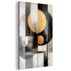 MuchoWow KOVOVÝ OBRAZ Abstraktní - Zlato - Stříbro - Tvary - Estetické - Moderní 60x90 cm obraz