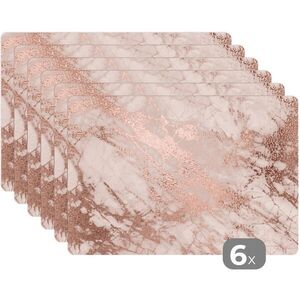 MuchoWow SADA 6 KS PROSTÍRÁNÍ Mramor - Růžová - Luxusní - Mramorový vzhled - Třpytky - Design 45x30 cm obraz