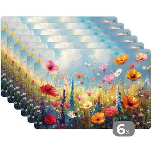 MuchoWow SADA 6 KS PROSTÍRÁNÍ Květiny - Příroda - Botanické - Umění 45x30 cm obraz