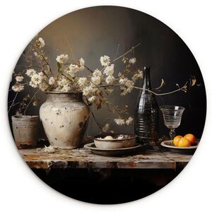 MuchoWow NÁSTĚNNÝ OBRAZ Zátiší - Květiny - Kytice - Váza - Víno 60x60 cm obraz