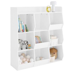 SoBuy DĚTSKÁ KNIHOVNA se 6 policemi Bílá 95x34x105cm Minimalistický obraz