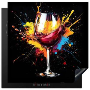 MuchoWow KRYT NA INDUKČNÍ DESKU Víno - sklo - graffiti - nápoj - červená - barva 78x78 cm obraz