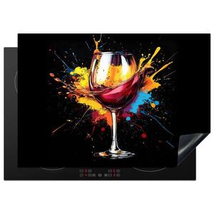 MuchoWow KRYT NA INDUKČNÍ DESKU Víno - sklo - graffiti - nápoj - červená - barva 75x52 cm obraz